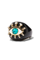Evil Eye Cocktail Ring, Brass & Resin with Cubic Zirconia